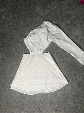 Women’s One-Shoulder White Eyelet Dress